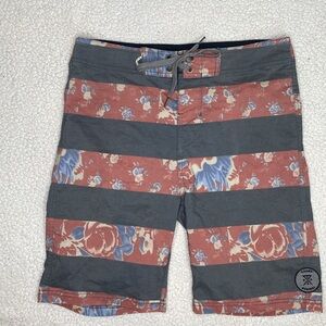 Rhoark Floral Striped Board Shorts: Size 28